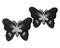 3"x 2 1/4" Black / Silver Embroidery Heat Transfer Iron On Butterfly Patch Pack of 72